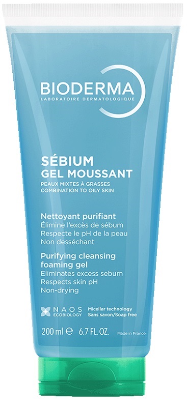 Bioderma Sebium Moussant - Gel Detergente Delicato Viso per Pelle Mista e Grassa - 200 ml