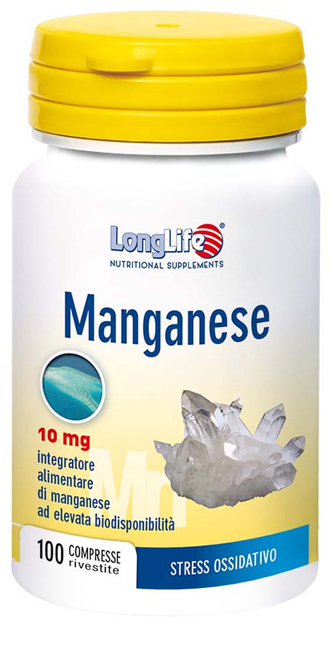 LongLife Manganese 10 mg - Integratore per la Salute delle Ossa - 100 Compresse