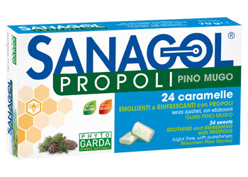 Sanagol Propoli - Integratore per la Funzionalità delle Vie Respiratorie Gusto Pino Mugo - 24 Caramelle