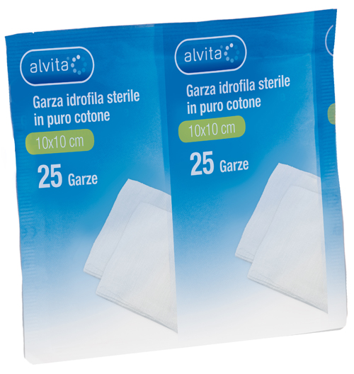 ALVITA GARZA COMPRESSA IDROFILA 10X10CM 25 PEZZI