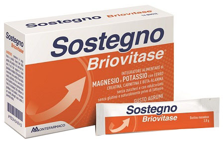 Briovitase Sostegno - Integratore di Magnesio e Potassio con Ferro - 14 Bustine