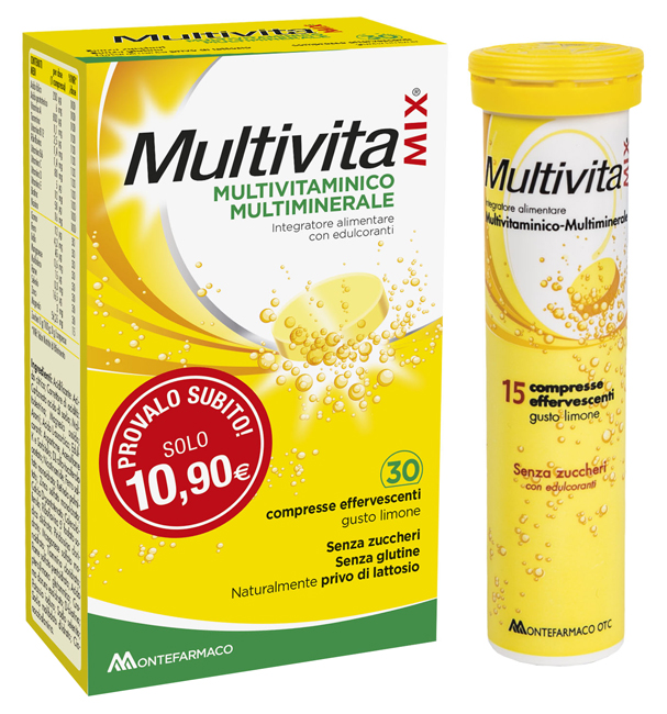 Multivitamix - Integratore Multivitaminico Senza Zucchero - 30 Compresse Effervescenti