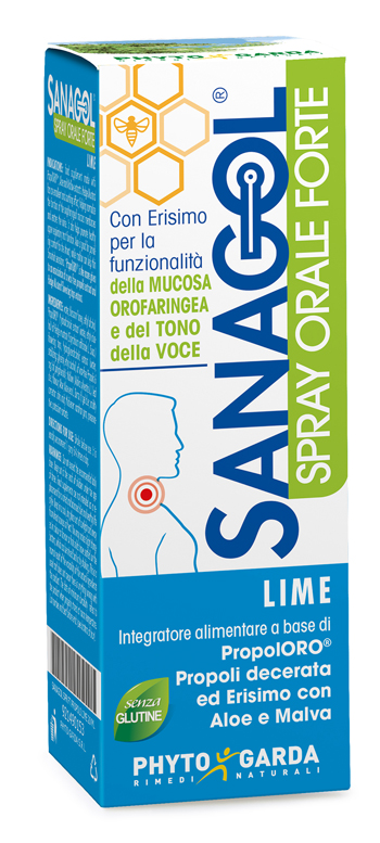 Sanagol Propoli - Spray Forte per Infiammazioni del Cavo Orale Gusto Lime - 20 ml