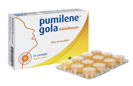 Pumilene Gola Balsamico - Integratore per Mal di Gola Miele e Limone - 24 Pastiglie