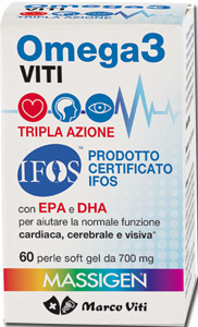 Massigen Omega 3 Viti Tripla Azione - Integratore per il Benessere Cardiaco - 60 Perle