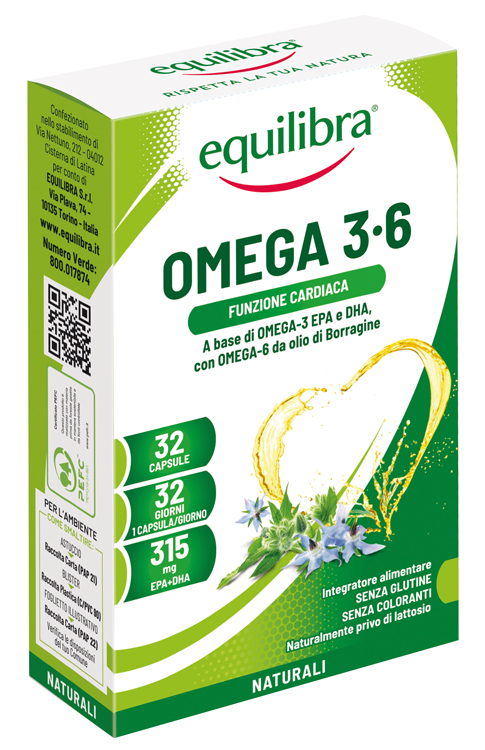 Omega 3-6 Integratore Funzione Cardiaca 32 Perle