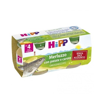 HIPP OMOGENEIZZATO MERLUZZO CON PATATE CAROTE 2X80 G