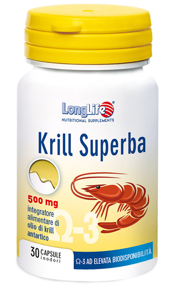 LongLife Krill Superba 500 mg - Integratore di Olio di Krill - 30 Capsule