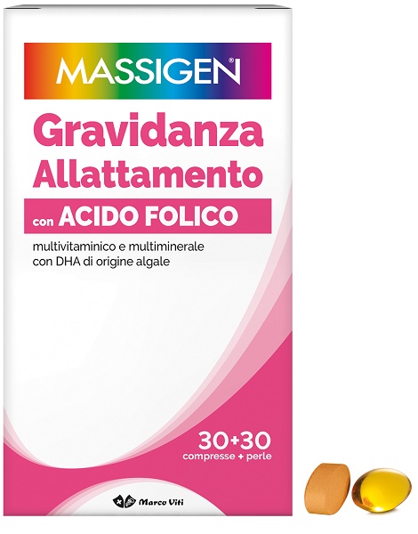 Massigen Dailyvit+ Gravidanza Allattamento - Integratore Multivitaminico per Donne in Gravidanza - 30 Compresse + 30 Perle
