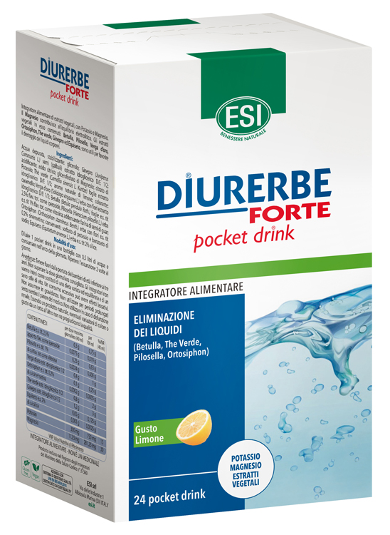 Esi Diurerbe Forte Drink - Integratore Drenante Gusto Limone - 24 Bustine