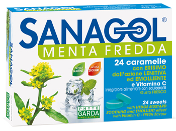 Sanagol Menta Fredda - Integratore per la Funzionalità delle Vie Respiratorie - 24 Caramelle
