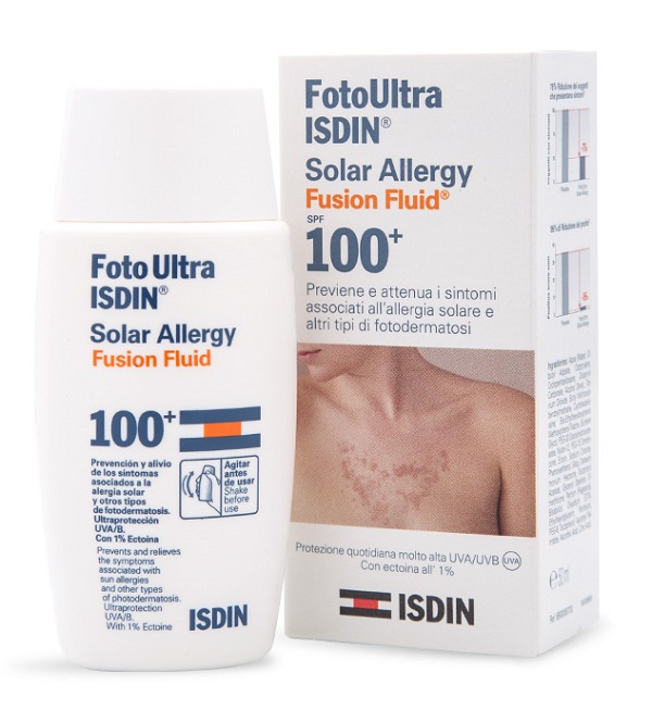 Isdin Fotoultra Solar Allergy - Fluido Solare Corpo con Protezione Molto Alta SPF 100 per le Allergie Solari - 50 ml