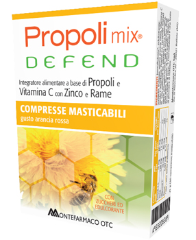 Propoli Mix Defend - Integratore per Difese Immunitarie Gusto Arancia - 30 Compresse Masticabili