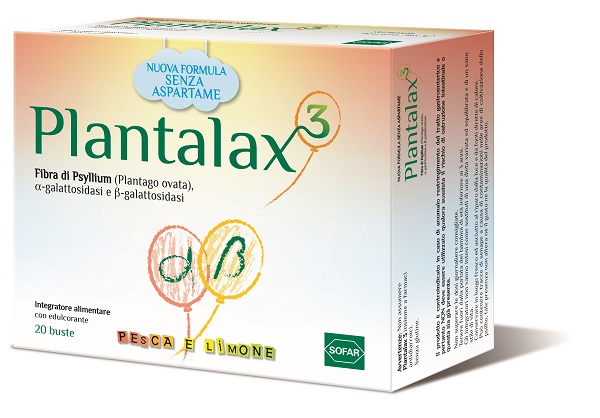 Plantalax 3 - Integratore di Fibra per Regolarità Intestinale - Gusto Pesca e Limone - 20 Bustine