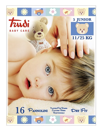 TRUDI BABY CARE PANNOLINO DRY FIT JUNIOR 11/25 KG 16 PEZZI