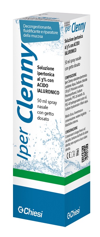 IPER CLENNY SPRAY NASALE GETTO DOSATO SOLUZIONE IPERTONICA 3% SODIO CLORURO 30 G/L CON ACIDO IALURONICO 50 ML