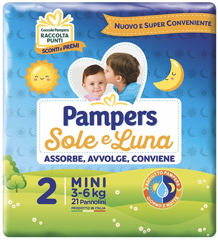 Pampers Sole & Luna - Pannolini Mini Taglia 2 - 21 Pezzi