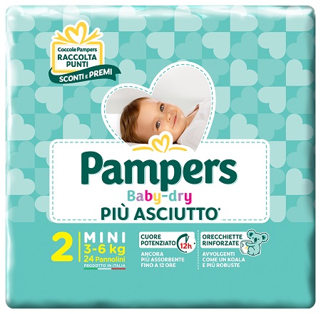 Pampers Baby Dry - Pannolini Downcount Mini Taglia 2 - 24 Pezzi
