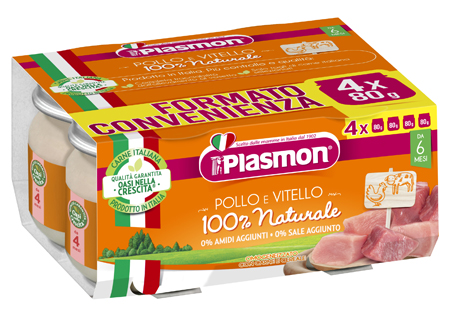 PLASMON OMOGENEIZZATO POLLO VITELLO 4 PEZZI 80 G