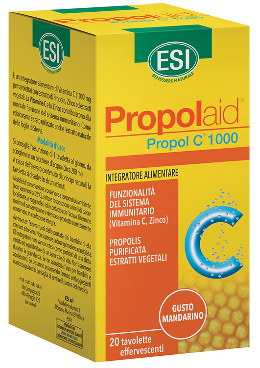Esi Propolaid Propol C 1000 - Integratore di Vitamina C e Propoli - 20 Tavolette Effervecescenti