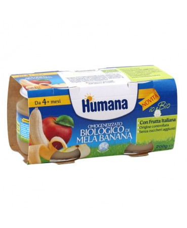 HUMANA OMOGENEIZZATO MELA/BANANA BIO 2 VASETTI 100 G