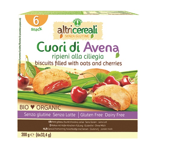 ALTRICEREALI CUORI ALL'AVENA RIPIENI ALLA CILIEGIA BIO 200 G