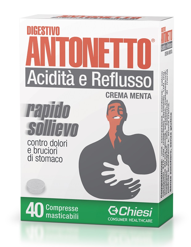 Digestivo Antonetto Menta Rimedio per Acidità e Reflusso 40 Compresse