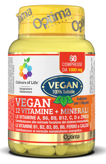 Colours Of Life Vegan - Integratore Multivitaminico per Vegani - 60 Compresse