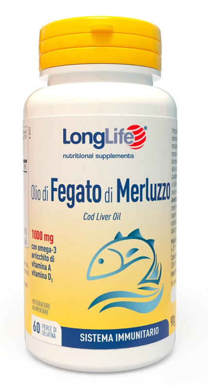 LongLife Olio di Fegato di Merluzzo 1000 mg - Integratore per Sistema Immunitario - 60 Perle