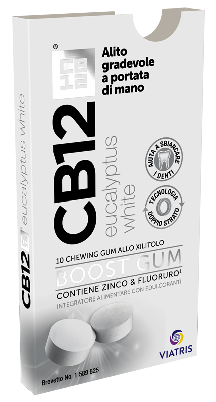 CB12 Boost Eucalyptus White - Gomme Masticabili allo Xilitolo - 10 Gomme