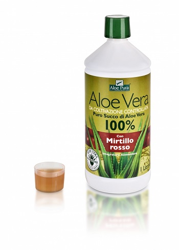 Aloe Vera Pura - Succo di Aloe Pura con Mirtillo Rosso - 1 Litro