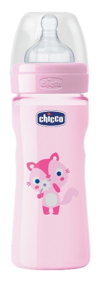 CHICCO BIBERON WELL BEING COLORATO IN POLIPROPILENE GIRL DA250 ML MEDIUM SILICONE