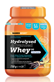 Named Sport Hydrolysed Advanced Whey - Integratore per Massa Magra - Gusto Vanilla Cream - 750 g