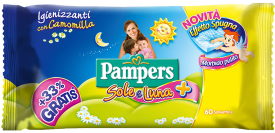 PAMPERS WIPES SOLE & LUNA EFFETTO SPUGNA 60 SALVIETTE