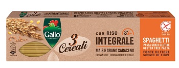 PASTA INTEGRALE 3 CEREALI RISO MAIS E GRANO SARACENO SPAGHETI 250 G SCATOLA