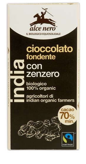 TAVOLETTA DI CIOCCOLATO FONDENTE BIO CON ZENZERO DELL'ECUADOR FAIRTRADE 50 G