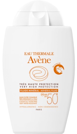Avene Eau Thermale - Crema Solare Viso Fluida Minerale con Protezione Molto Alta SPF 50+ - 40 ml