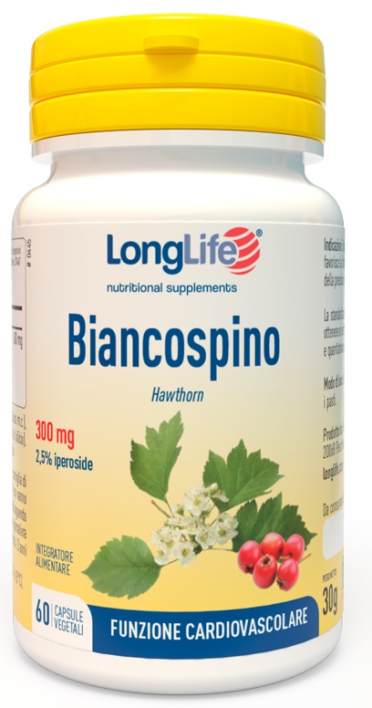 LongLife Biancospino 300 mg - Integratore per la Funzione Cardiovascolare - 60 Capsule