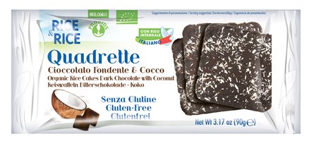 RICE&RICE QUADRETTE CIOCCOLATO FONDENTE E COCCO 90 G