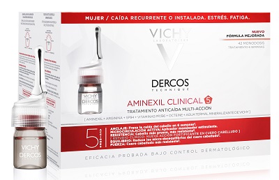 Vichy Dercos Aminexil Intensive 5 - Trattamento Anti-Caduta Capelli Donna - 42 Fiale