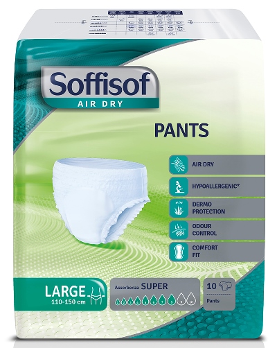PANNOLONE SOFFISOF AIR DRY PANTS SUPER LARGE 10 PEZZI