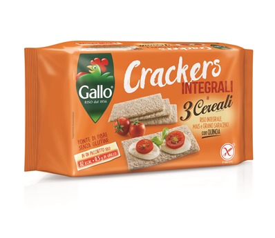 RISO GALLO CRACKERS 3 CEREALI RISO INTEGRALE MAIS GRANO SARACENO CON QUINOA 180 G