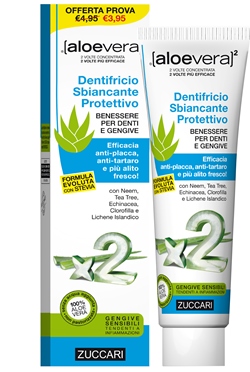 Zuccari Aloevera2 - Dentifricio Sbiancante e Protettivo con Stevia - 100 ml
