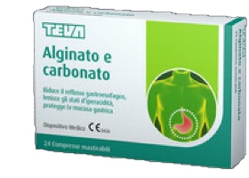 ALGINATO E CARBONATO TEVA 24 COMPRESSE MASTICABILI