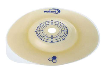 PLACCA PER COLOSTOMIA CONVESSA RITAGLIABILE AURUM2 DIAMETRO13-35 MM FLANGIA 55 MM 5 PEZZI