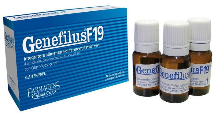 farmagens health care srl genefilus f19 - integratore di fermenti lattici - 10 flaconcini x 10 ml