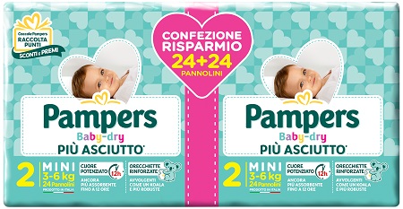 Pampers Baby Dry Mutandino - Pannolini Duo Downcount Mini Taglia 2 - 48 Pezzi