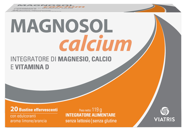 Magnosol Calcium - Integratore di Magnesio, Calcio e Vitamina D3 - 20 Bustine