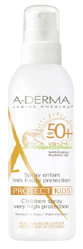 A-Derma Protect Kids - Crema Solare Spray per Bambini con Protezione Molto Alta SPF 50+ - 200 ml