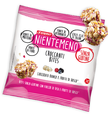 Enervit Nientemeno - Bites Croccanti Gusto Cioccolato Bianco e Frutti di Bosco - 5 Buste x 22 g